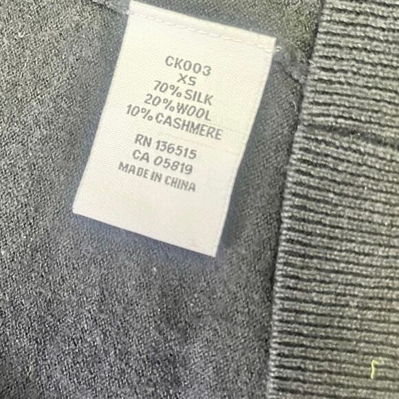 Core Knit Silk/Wool Cardigan Open Drapey Hem Duster Size XS, Quiet Luxury Black - Picture 6 of 11